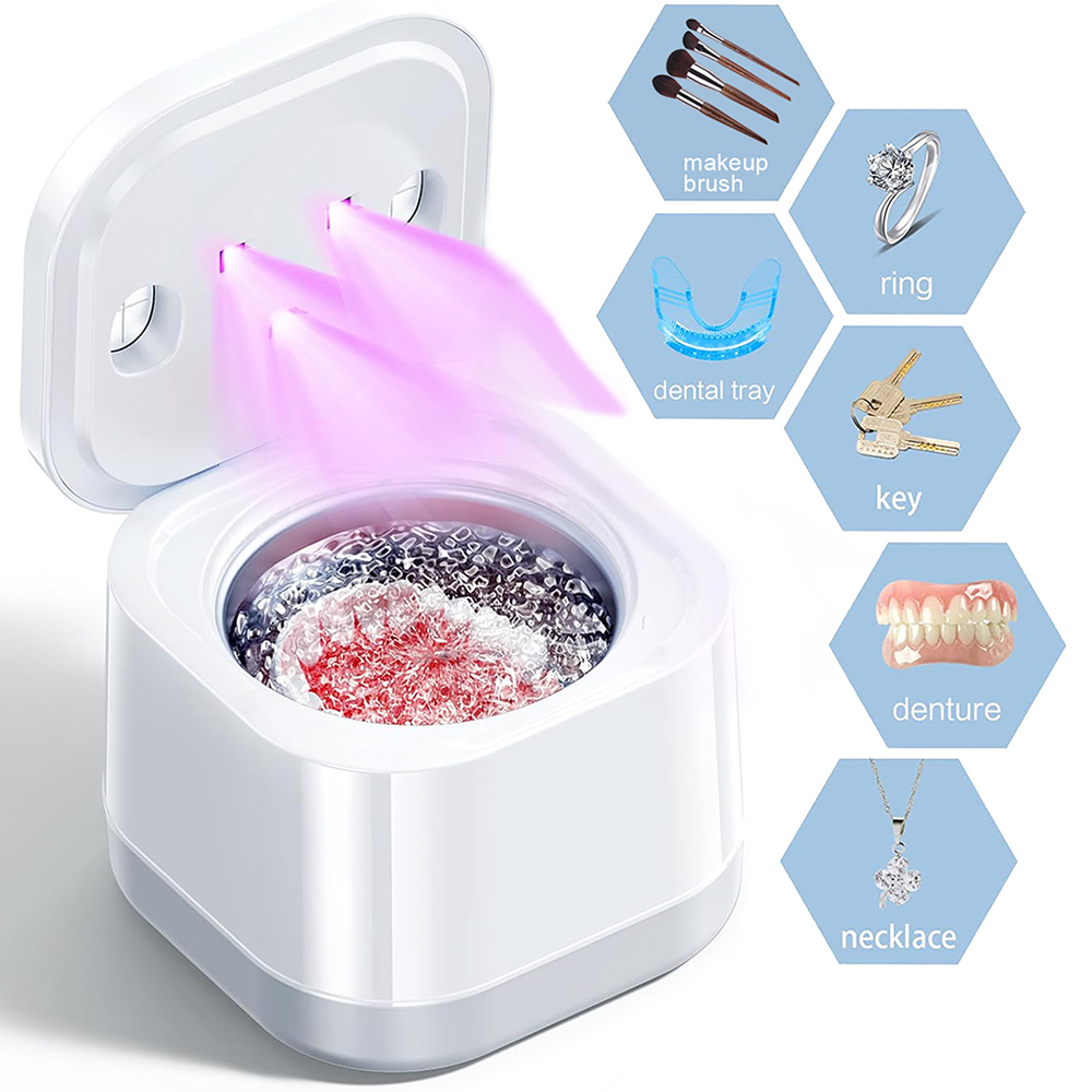 thiết bị siêu âm sạch hơn cho bộ chỉnh răng, miếng bảo vệ miệng, niềng răng, đầu bàn chải đánh răng, đồ trang sức