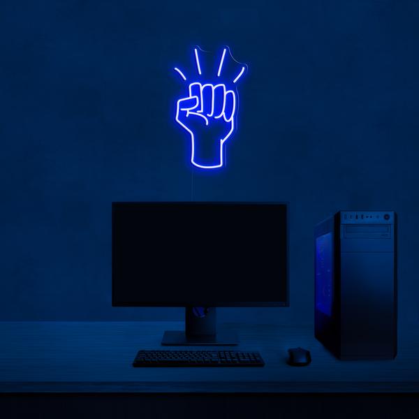 Bảng hiệu LED gắn tường 3D neon - Nắm tay kích thước 50 cm