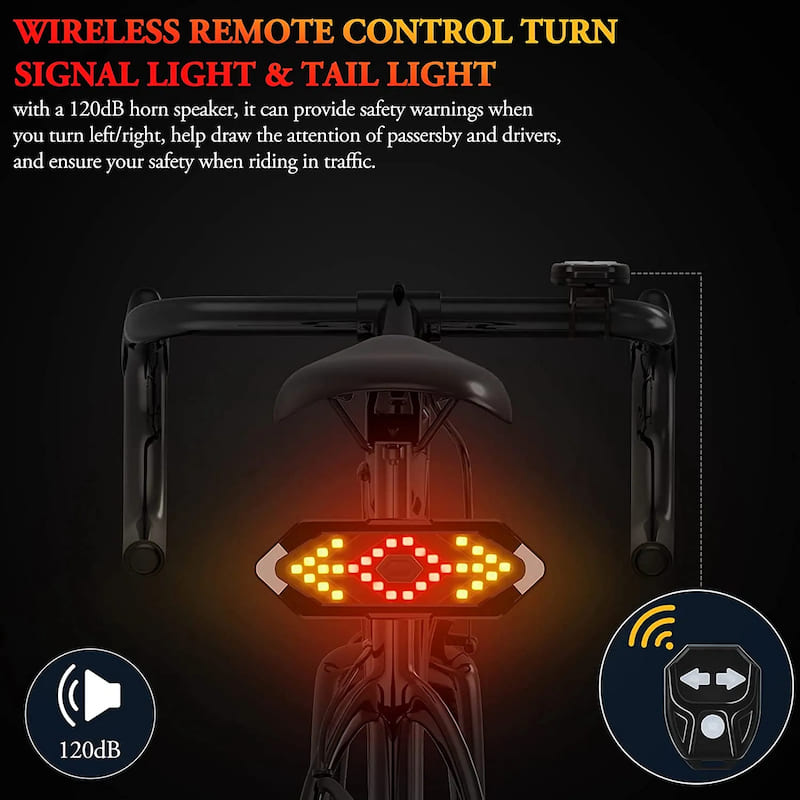 Đèn hậu xe đạp có đèn báo rẽ cho đèn hậu xe đạp không dây có bộ điều khiển