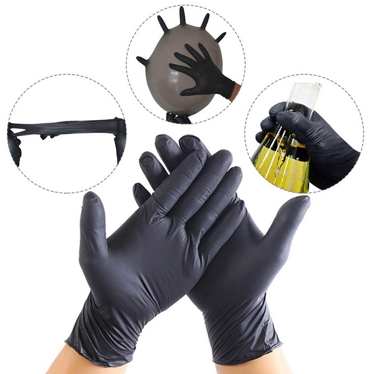 găng tay cao su nitrile bảo vệ màu đen
