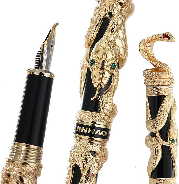 bút vàng được trang trí bằng bút mực rắn hổ mang
