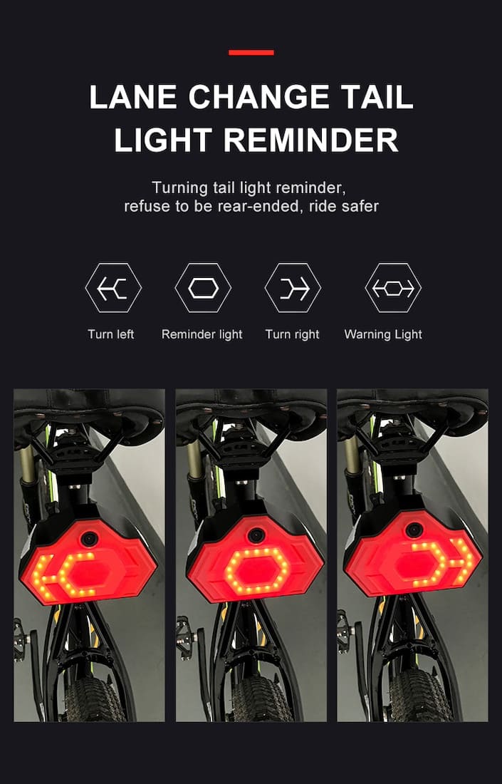đèn hậu xe đạp tích hợp đèn xi nhan + camera