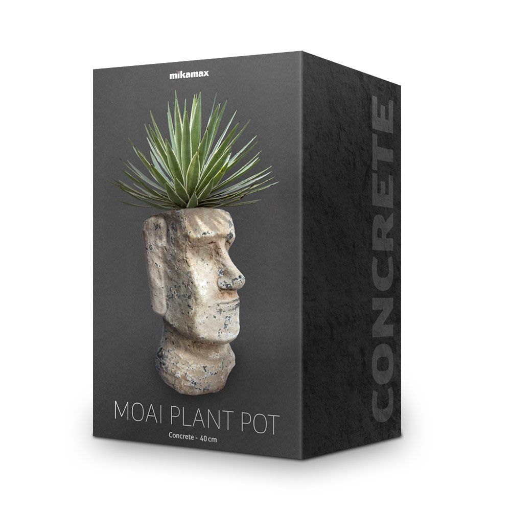 Chậu hoa hình đầu moai bằng bê tông đá