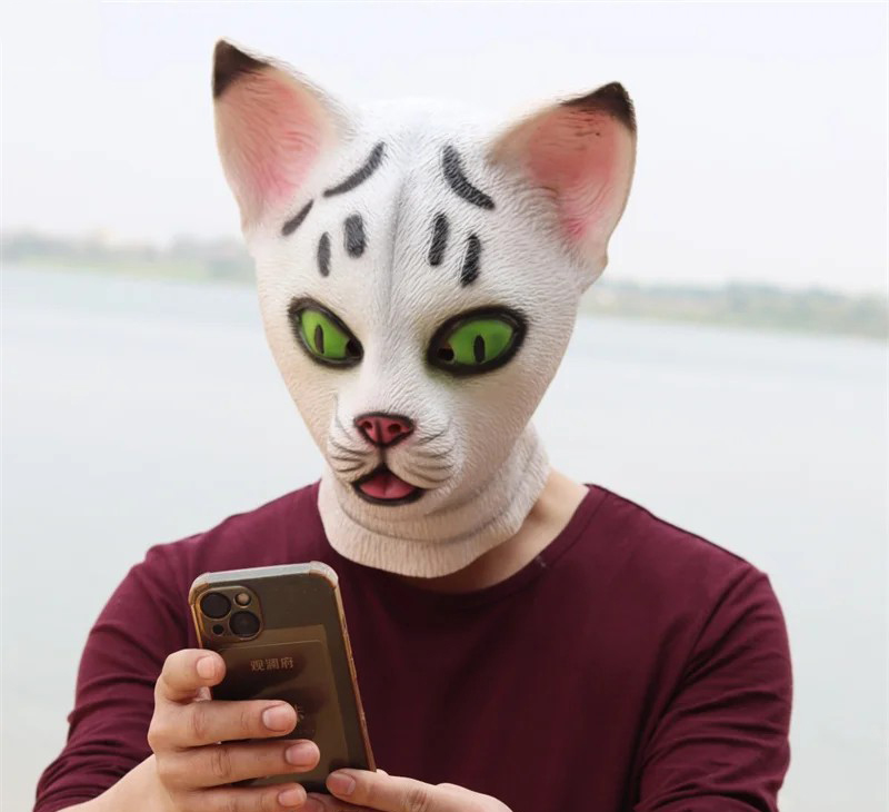 mặt nạ đầu mèo bằng cao su silicone