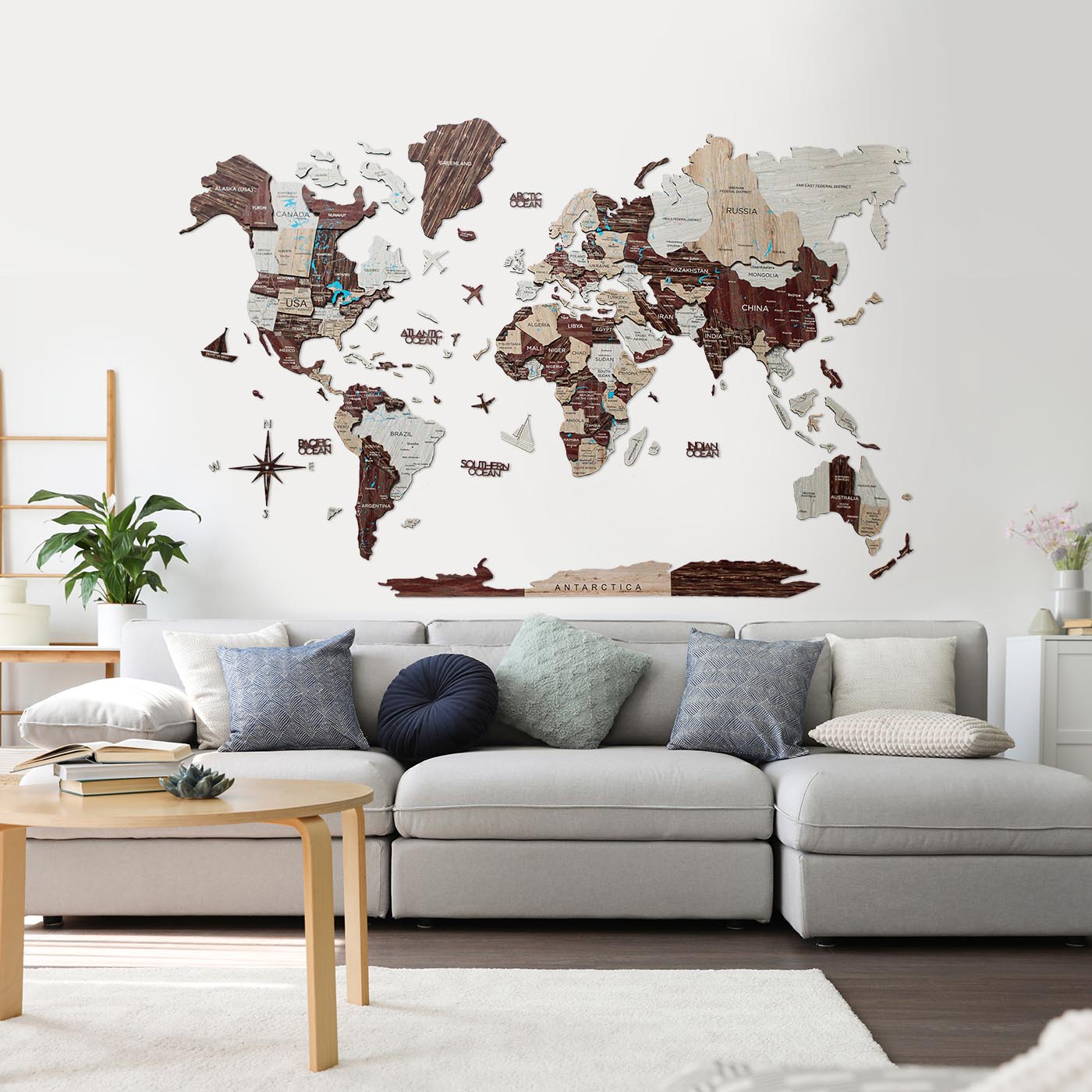 bản đồ thế giới bằng gỗ từ tính
