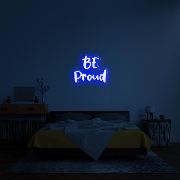 Đèn LED neon bảng hiệu 3D trên tường - BE pround, với kích thước 100 cm