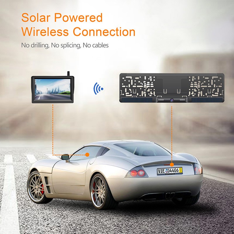 camera xe năng lượng mặt trời và màn hình HD trong biển số xe