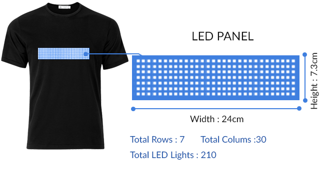 áo thun có đèn led với văn bản bluetooth có thể lập trình