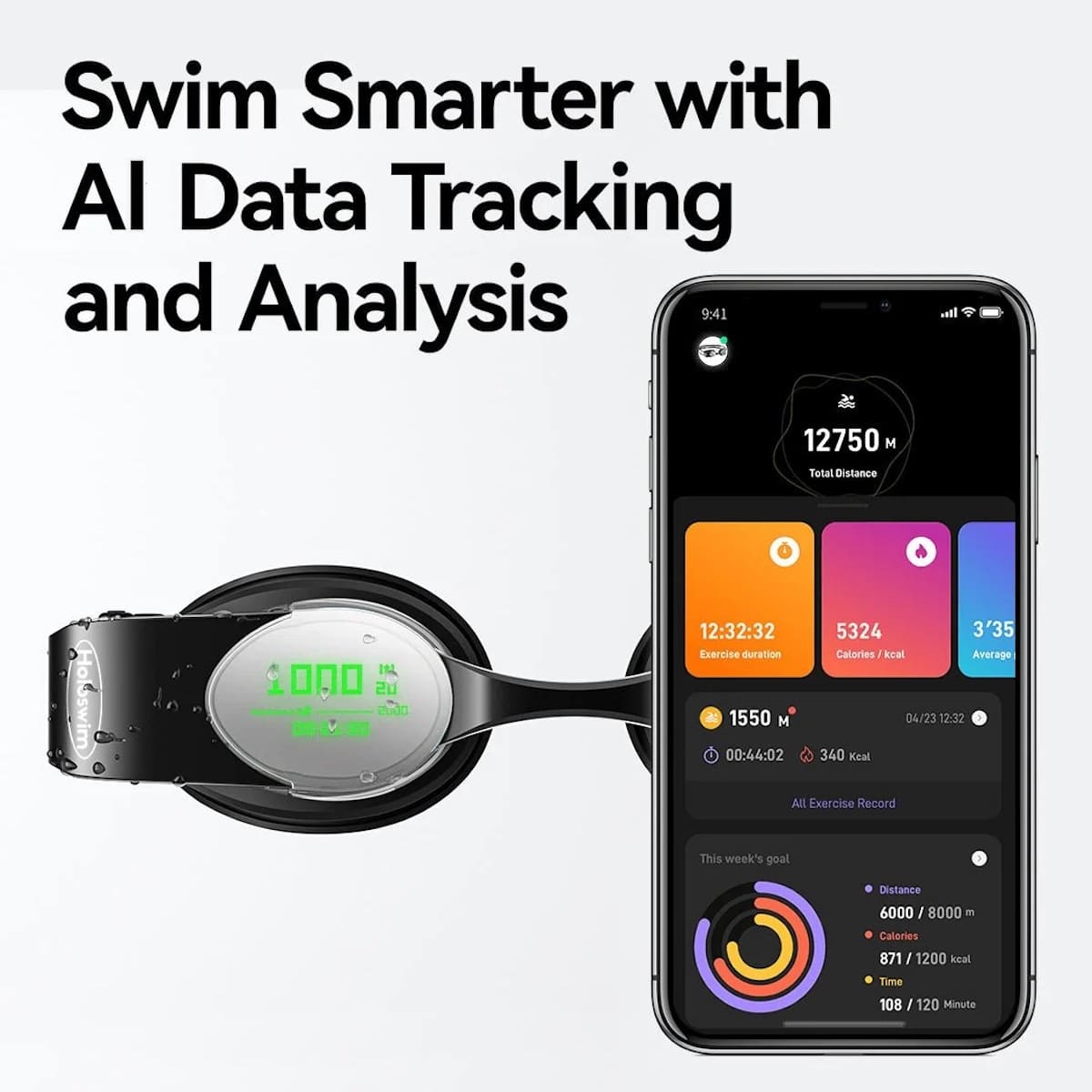Kính bơi thông minh holo bơi với ứng dụng điện thoại thông minh