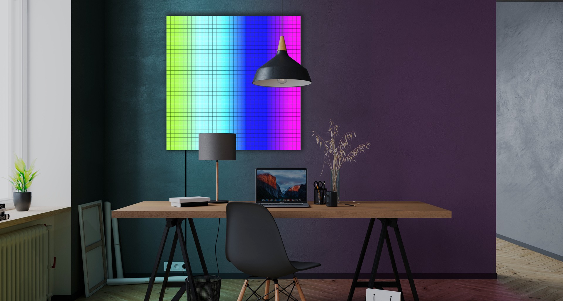 LED chiếu sáng vuông thông minh - trên tường