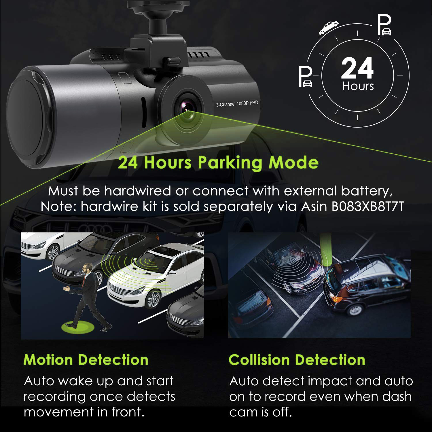 Camera hành trình ô tô Profio S12 chế độ đỗ xe