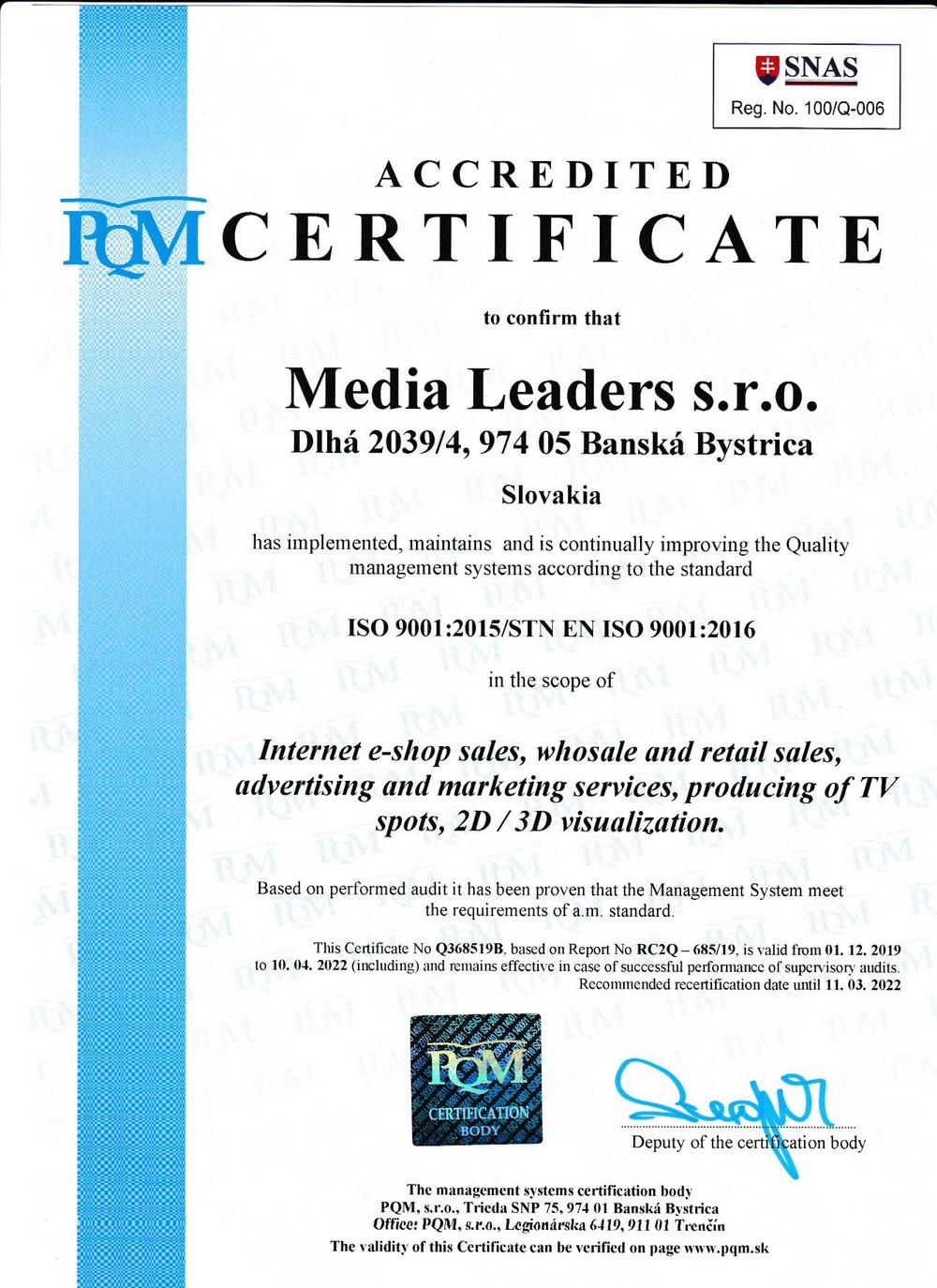 Chứng chỉ ISO media leaders