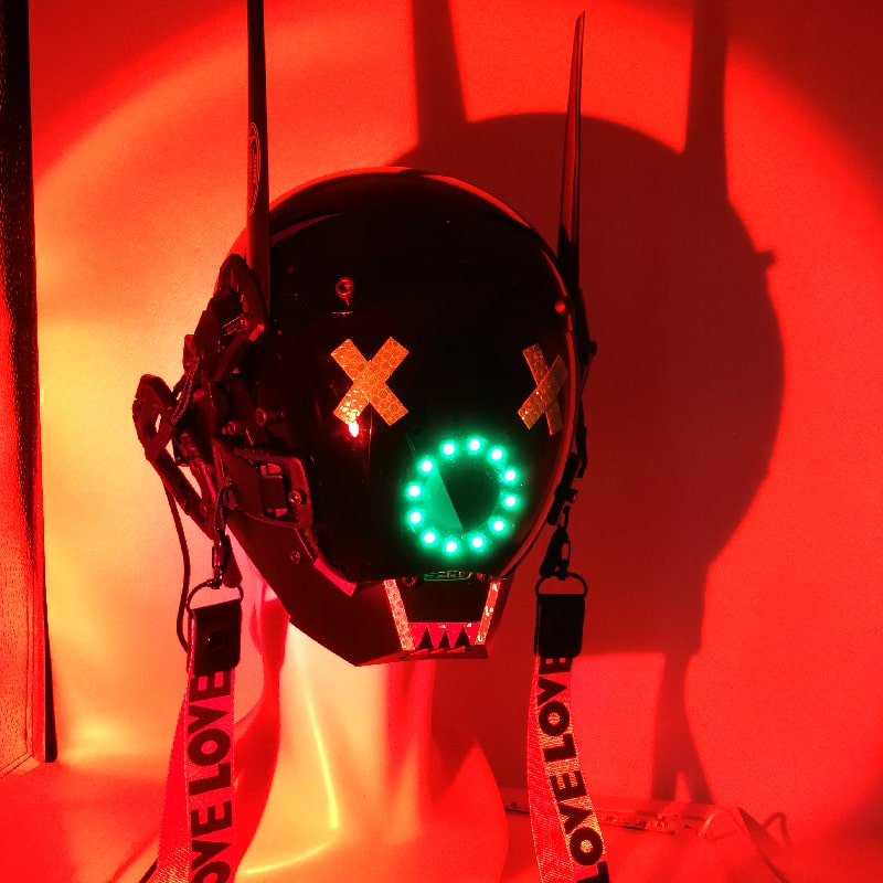 Mũ bảo hiểm mặt nạ đèn LED Cyberpunk phát sáng